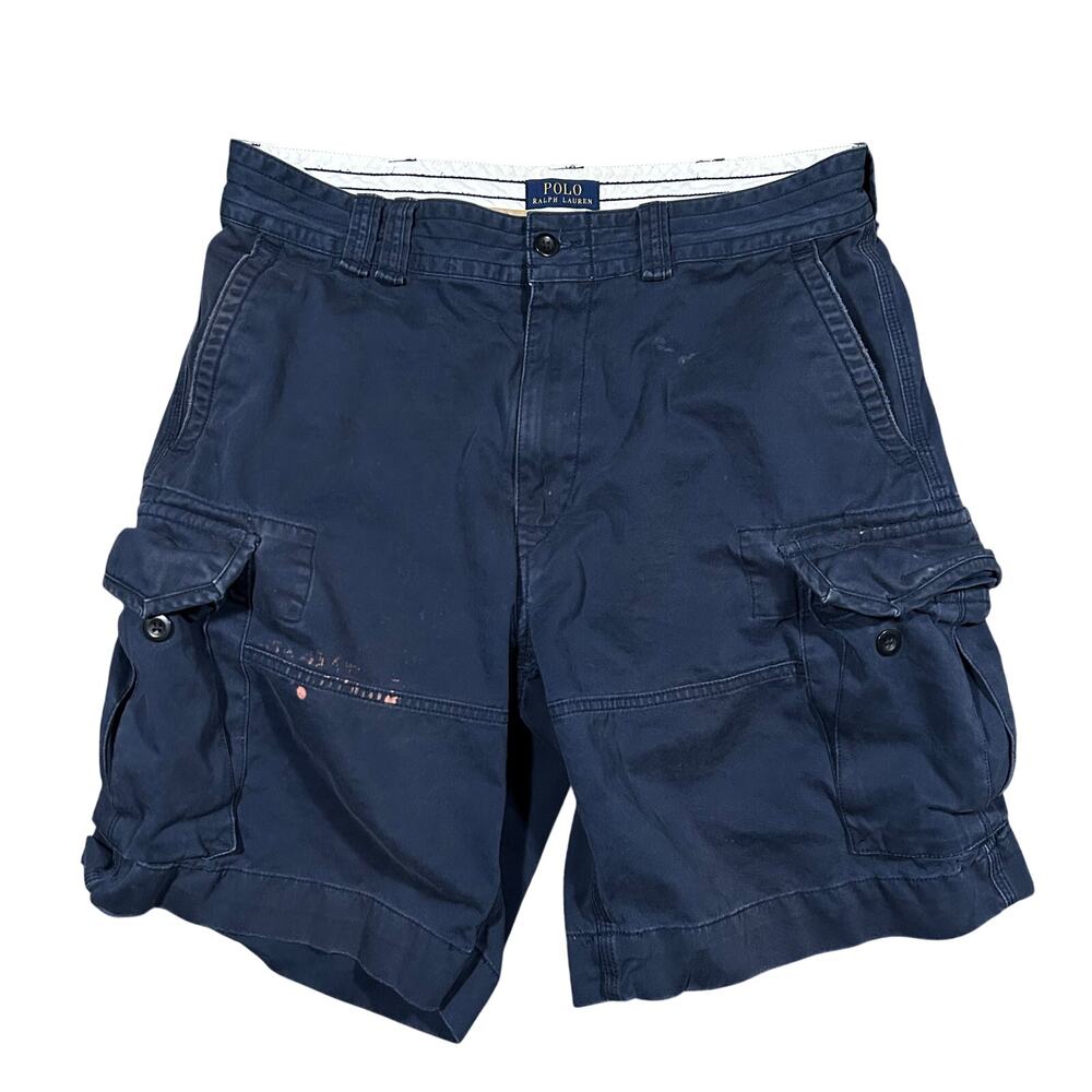 Polo Ralph Lauren Navy Cargo Shorts Y2K 36W Baggy Skate